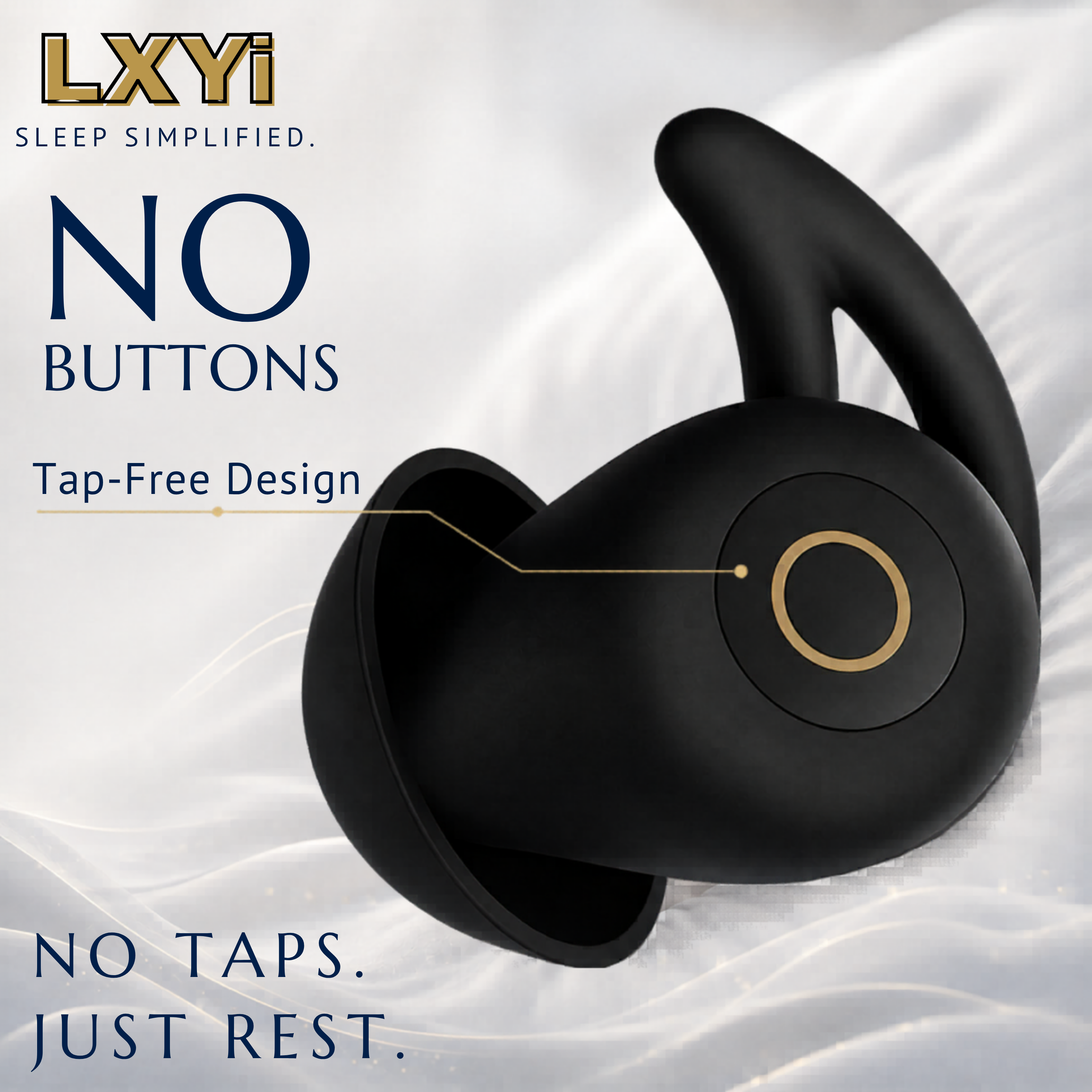 LXYi Sleep Earbuds - Ultra-Thin Headphones for Side Sleepers - 8-Hour Battery (24h w/Case) No Buttons, No Lights, No Alerts