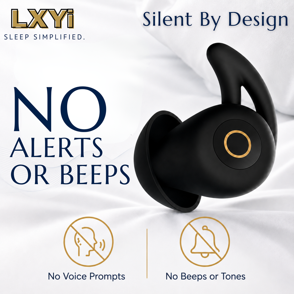 LXYi Sleep Earbuds - Ultra-Thin Headphones for Side Sleepers - 8-Hour Battery (24h w/Case) No Buttons, No Lights, No Alerts