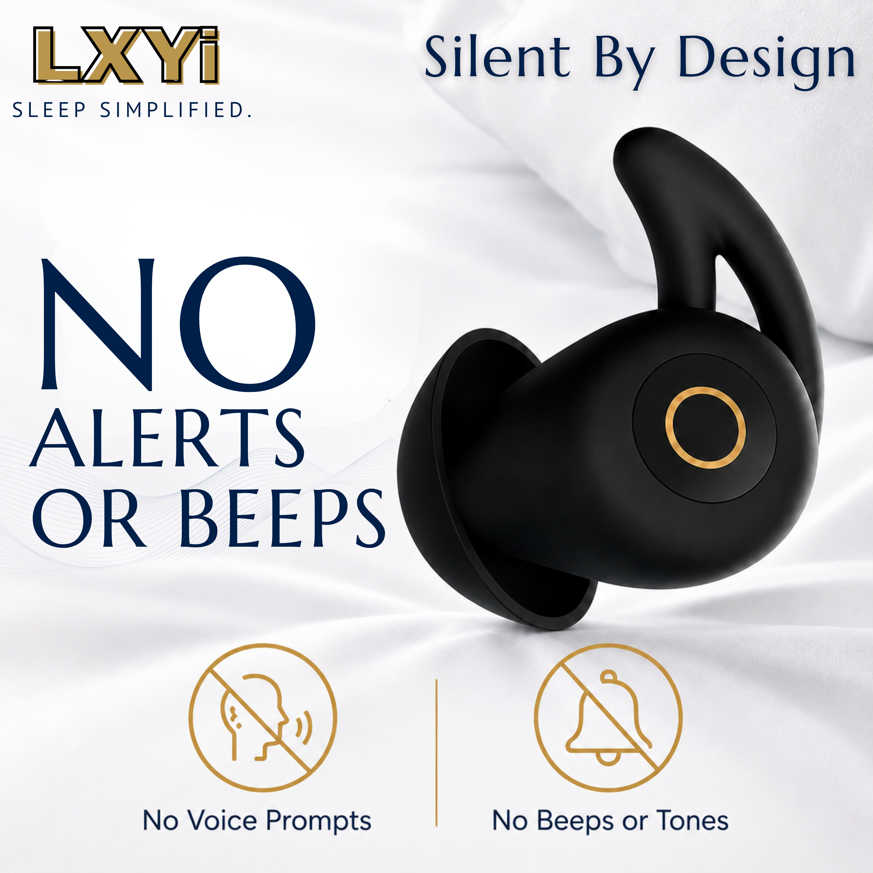 LXYi Sleep Earbuds - Ultra-Thin Headphones for Side Sleepers - 8-Hour Battery (24h w/Case) No Buttons, No Lights, No Alerts