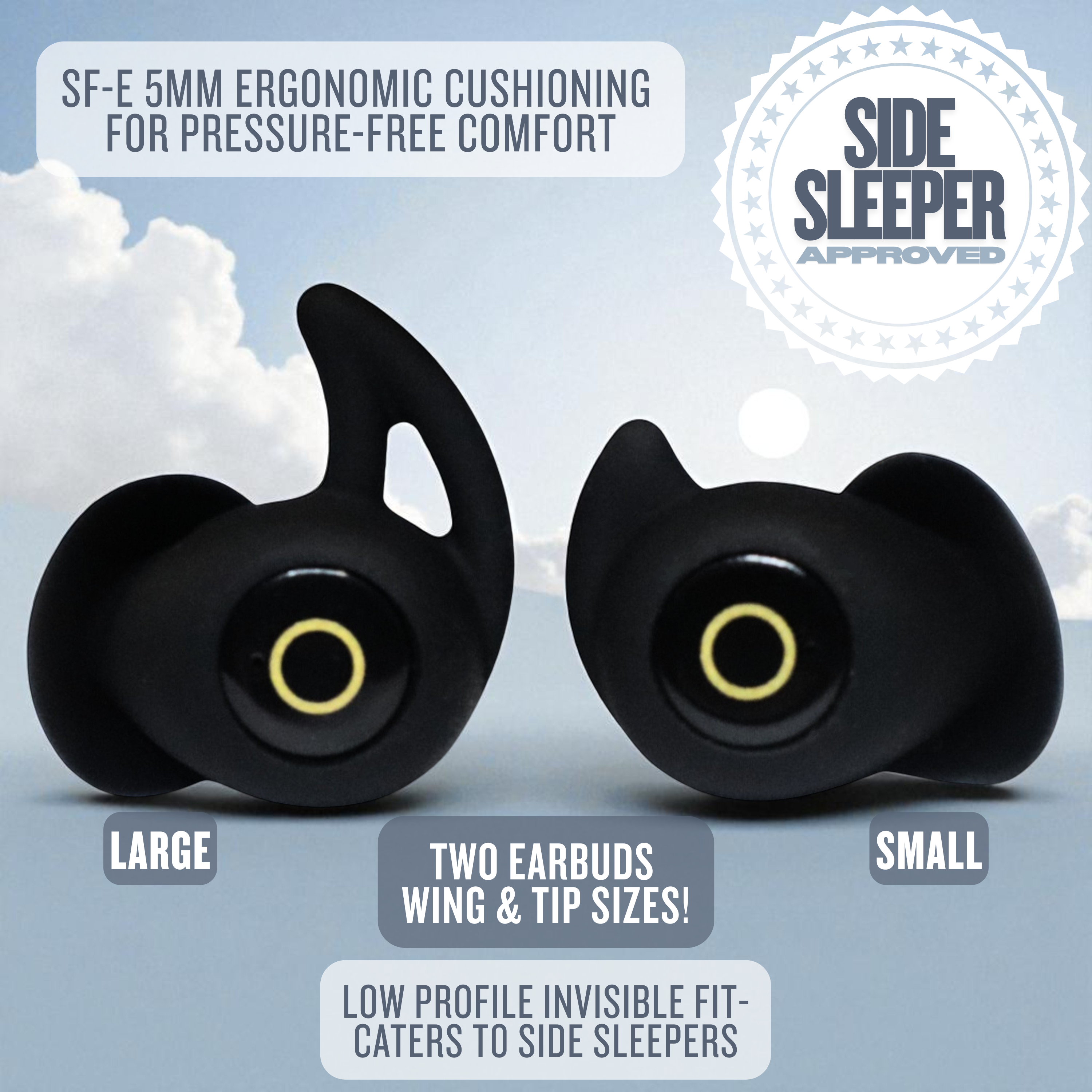 LXYi Sleep Earbuds Pro - Noise Blocking -28dB - Wireless Bluetooth 5.3 - 8 Hours Battery Life - Side Sleeper Optimized - Includes LXYi Sleep Sounds