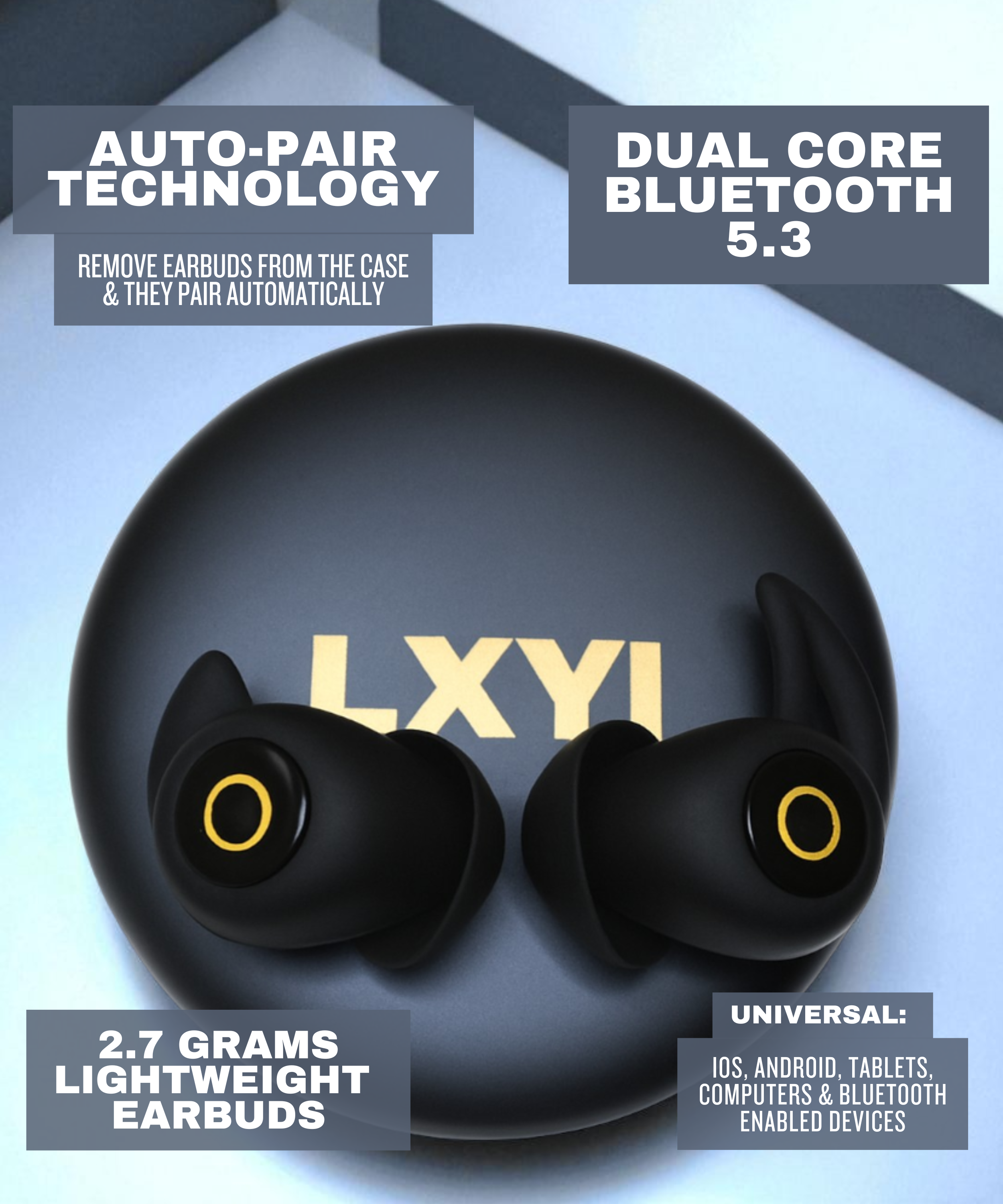 LXYi Sleep Earbuds Pro - Noise Blocking -28dB - Wireless Bluetooth 5.3 - 8 Hours Battery Life - Side Sleeper Optimized - Includes LXYi Sleep Sounds